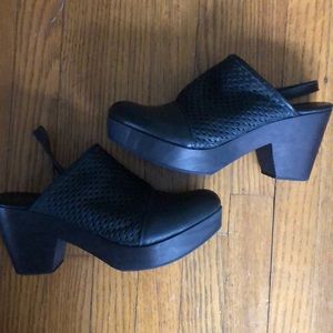 Free People Black Leather Clogs
